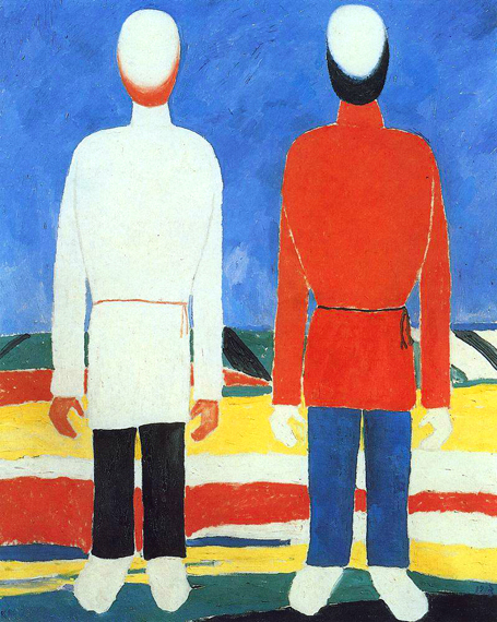 Two Male Figures 1930 by Kazimir Malevich, oil painting reproduction on canvas Two Male Figures 1930