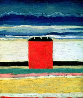 Man Rowing Towards Land Red House 1932