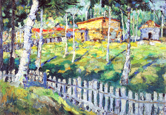 House in a Yard by Kazimir Malevich, oil painting reproduction on canvas House in a Yard