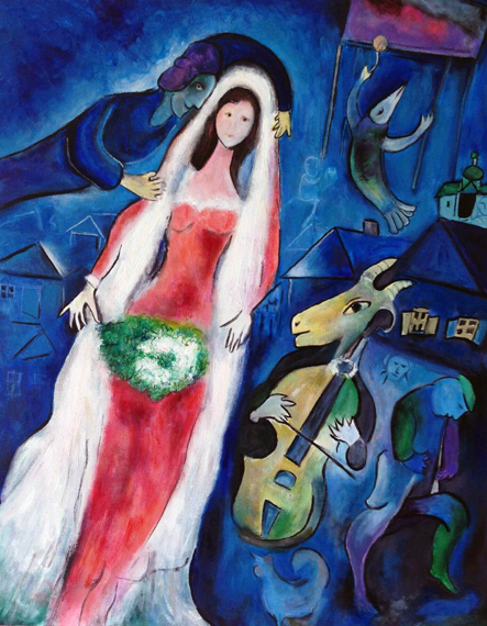 The Bride by Marc Chagall (Inspired by), oil painting reproduction on canvas The Bride