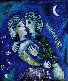 Lovers with Half Moon