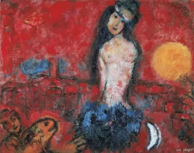 Nu sur fond rouge
