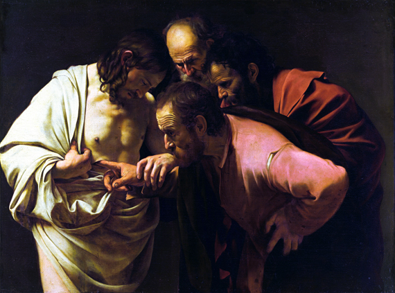 Doubting Saint Thomas 1601 by Caravaggio, oil painting reproduction on canvas Doubting Saint Thomas 1601