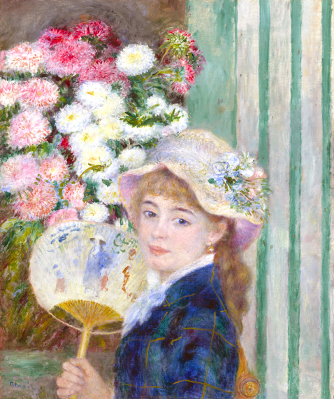 Woman with a Fan by Pierre Auguste Renoir, oil painting reproduction on canvas Woman with a Fan