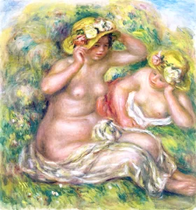 Two Women with Flowered Hats