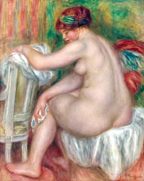 Naked Woman in Her Gold Toilet Woman Wiping Herself, 1913