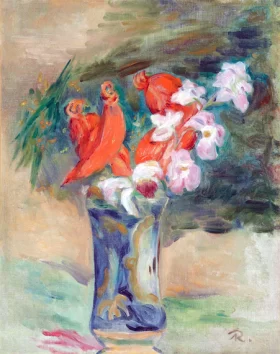 Red and White Flowers in a Gold Vase 1905