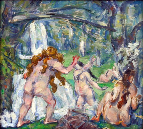 Three Bathers 1875 by Paul Cezanne, oil painting reproduction on canvas Three Bathers 1875
