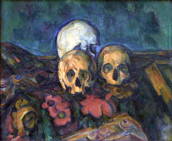 Three Skulls on An Oriental Rug 1904 by Paul Cezanne, oil painting reproduction on canvas Three Skulls on An Oriental Rug 1904