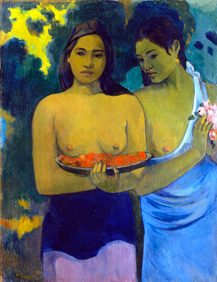 Two Tahitian Women with Mango Flowers