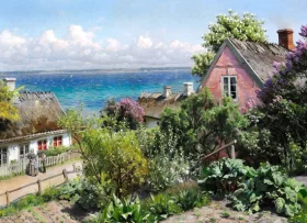 Summer day in Aalsgaarde, in the background the Swedish coast 1919