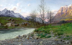 A Mountainous landscape In Pfarrwerfen, Austria 1899