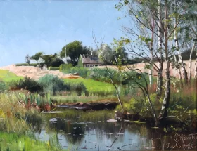 Lot from Vexebo with a thatched house near a duck pond 1926