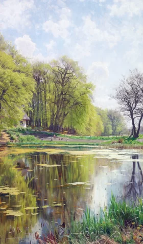 Summer day at a lake in the woods 1902