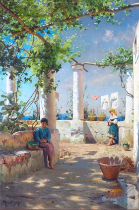 Scene from an Italian pergola in summer 1890