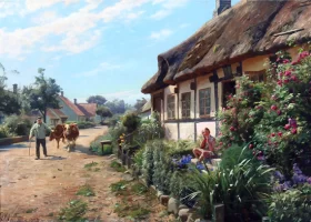 Village life on a nice summer day, Onsbjerg 1928