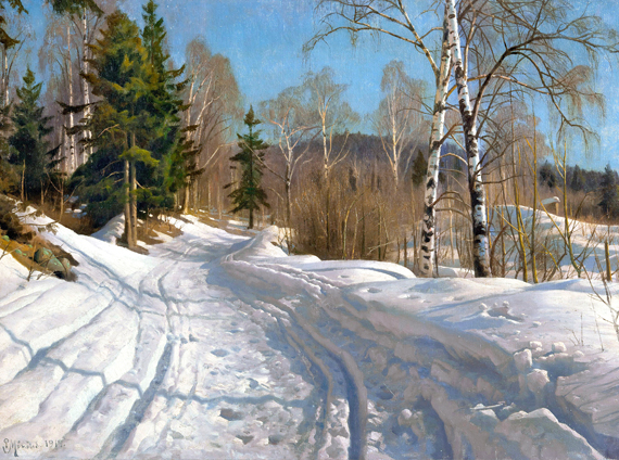Solklar Vinterdag ved Langseth - Lillehammer, Norge 1919