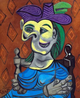 Femme Assise, Robe Bleue
