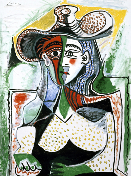 Woman with a Large Hat by Pablo Picasso (Inspired by), oil painting reproduction on canvas Woman with a Large Hat