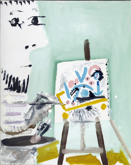 The Painter and his Easel by Pablo Picasso (Inspired by), oil painting reproduction on canvas The Painter and his Easel