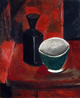 Green Pan and Black Bottle