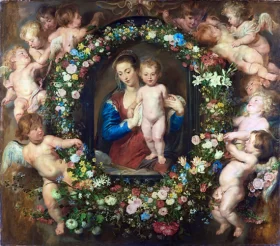 Madonna in Floral Wreath