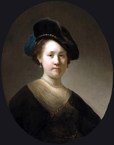Young Woman Wearing a Plumed Cap 1632 by Rembrandt, oil painting reproduction on canvas Young Woman Wearing a Plumed Cap 1632