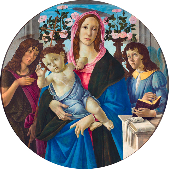 Madonna with Child, Saint John the Baptist and an Angel 1470 by Sandro Botticelli, oil painting reproduction on canvas Madonna with Child, Saint John the Baptist and an Angel 1470
