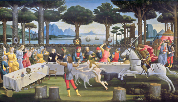 The Story of Nastagio degli Onesti III by Sandro Botticelli, oil painting reproduction on canvas The Story of Nastagio degli Onesti III