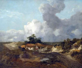 Portrait of an Old Man Open Landscape with Country Wagon on an Undulating Track