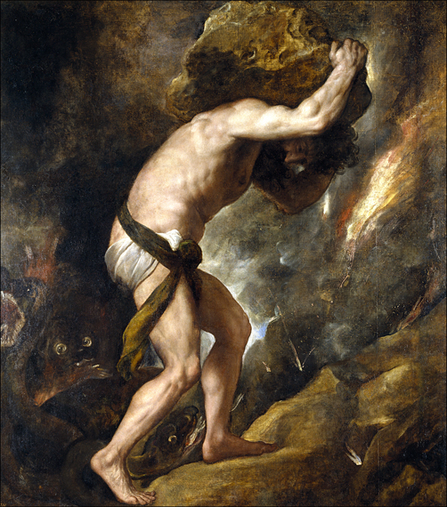 Punishement of Sisyph by Titian Vecellio, oil painting reproduction on canvas Punishement of Sisyph
