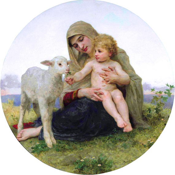 La Vierge à l’agneau 1903 by William-Adolphe Bouguereau, oil painting reproduction on canvas La Vierge à l'agneau 1903