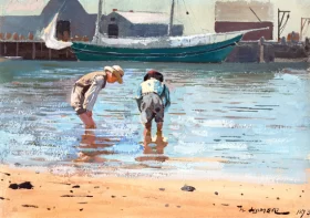 Two Men Contemplating the Moon Boys Wading, 1873