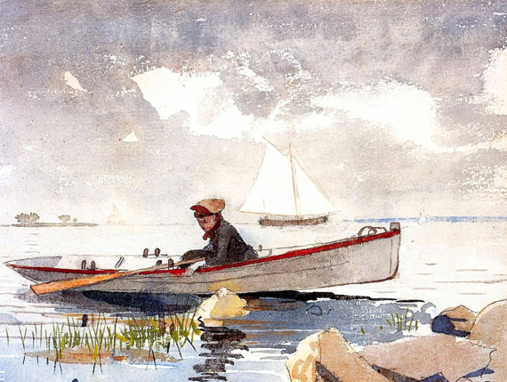 A Girl in a Punt, 1880 by Winslow Homer, oil painting reproduction on canvas A Girl in a Punt, 1880