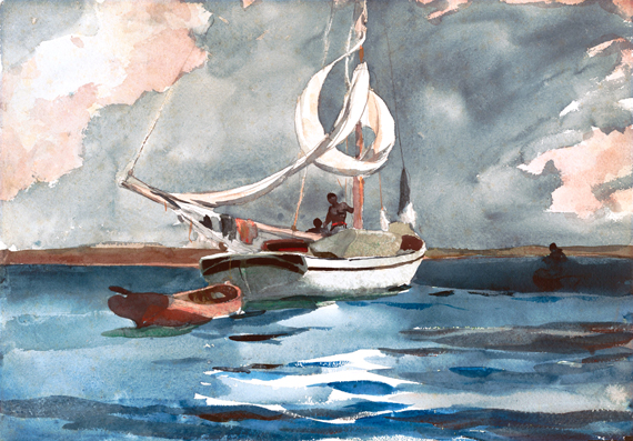 Sloop, Nassau 1899 by Winslow Homer, oil painting reproduction on canvas Sloop, Nassau 1899