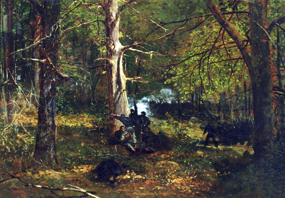 Skirmish in the Wilderness, 1864 by Winslow Homer, oil painting reproduction on canvas Skirmish in the Wilderness, 1864