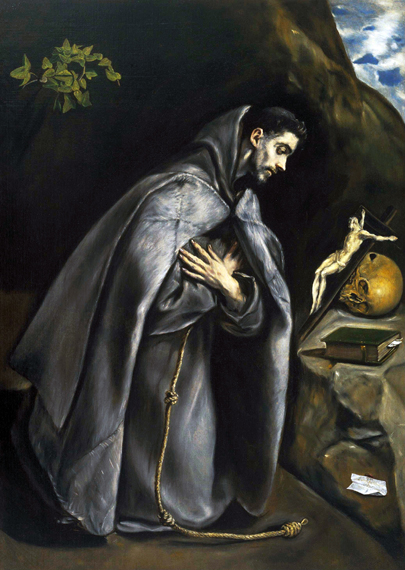 St. Francis Venerating the Crucifix by El Greco, oil painting reproduction on canvas St. Francis Venerating the Crucifix