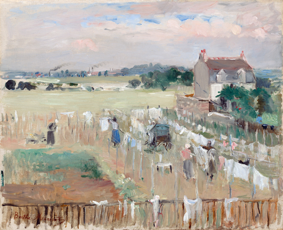 Hanging the Laundry out to Dry 1875 by Berthe Morisot, oil painting reproduction on canvas Hanging the Laundry out to Dry 1875