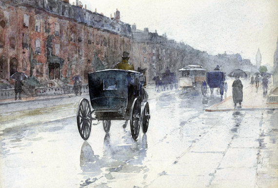 A Rainy Day in Boston 1885 by Childe Hassam, oil painting reproduction on canvas A Rainy Day in Boston 1885