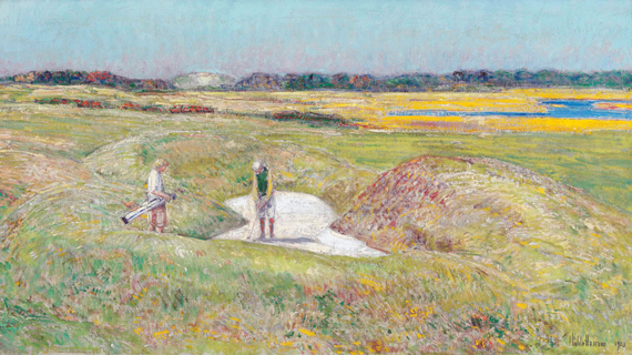 The Trap at the 15th, Maidstone Club, East Hampton 1923 by Childe Hassam, oil painting reproduction on canvas The Trap at the 15th, Maidstone Club, East Hampton 1923