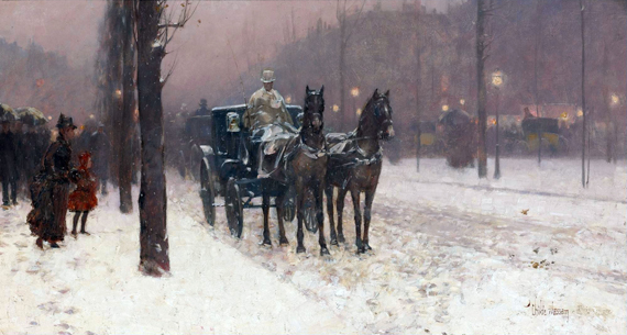 Paris, Winter Day by Childe Hassam, oil painting reproduction on canvas Paris, Winter Day