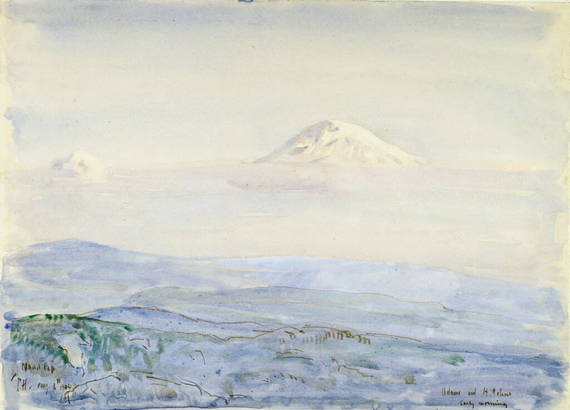 Adams and St. Helens, Early Morning 1904 by Childe Hassam, oil painting reproduction on canvas Adams and St. Helens, Early Morning 1904