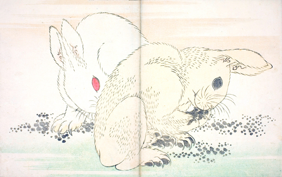 Two Rabbits by Katsushika Hokusai, oil painting reproduction on canvas Two Rabbits