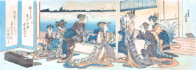Courtesans looking at the autumn moon