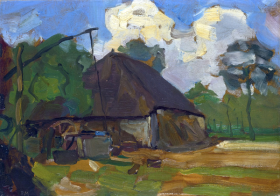 Farm Building with Well in Daylight