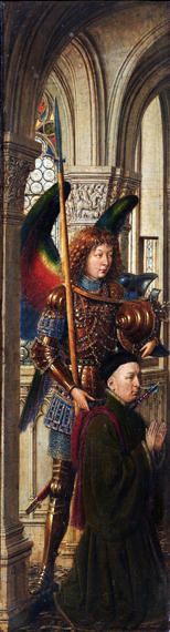 19. The Ghent Altarpiece closed John the Evanglist Virgin and Child - Triptych - Left Panel