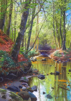 A stream running through a forest in springtime 1894