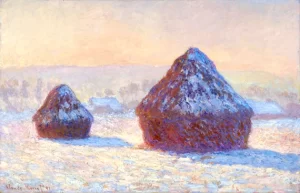Grainstacks In the Morning, Snow Effect, 1891 by Claude Monet