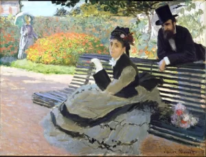 Camille Monet On A Garden Bench, 1873 by Claude Monet Camille Monet On A Garden Bench, 1873 by Claude Monet
