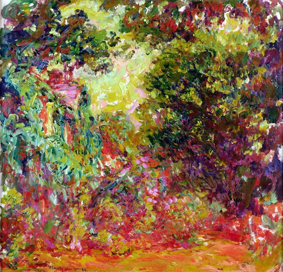 The Artist’s House Seen From the Rose Garden, 1922-1924 by Claude Monet, oil painting reproduction on canvas The Artist's House Seen From the Rose Garden, 1922-1924 by Claude Monet
